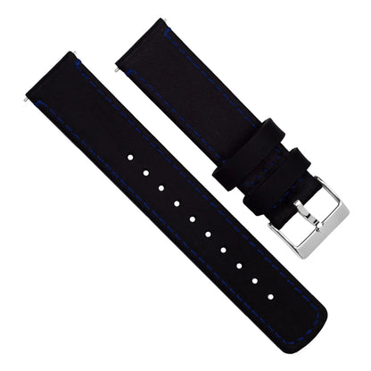 Samsung Galaxy Watch3 | Black Leather & Blue Stitching - Barton Watch Bands