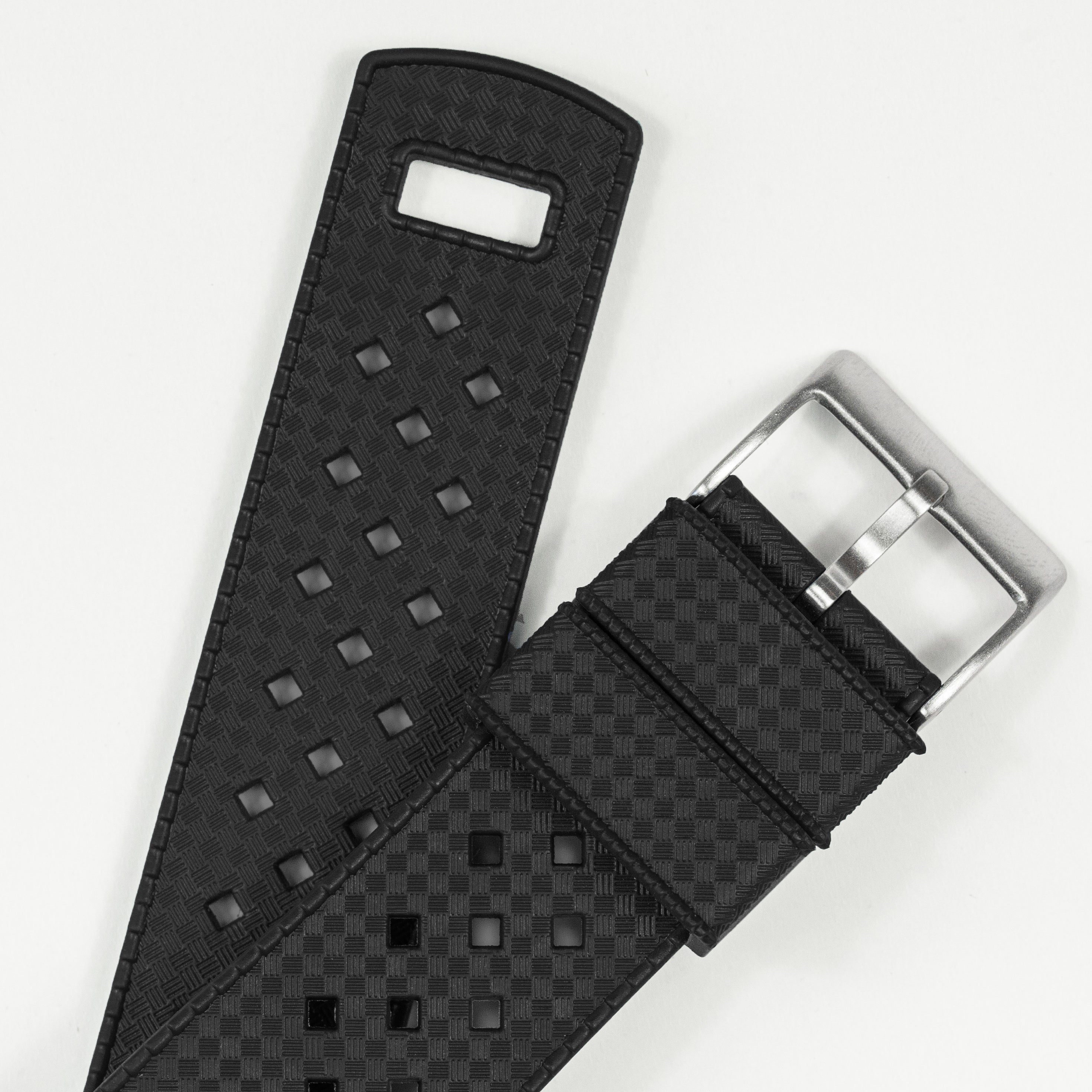 Black Retro Tropical Style Rubber Watch Band