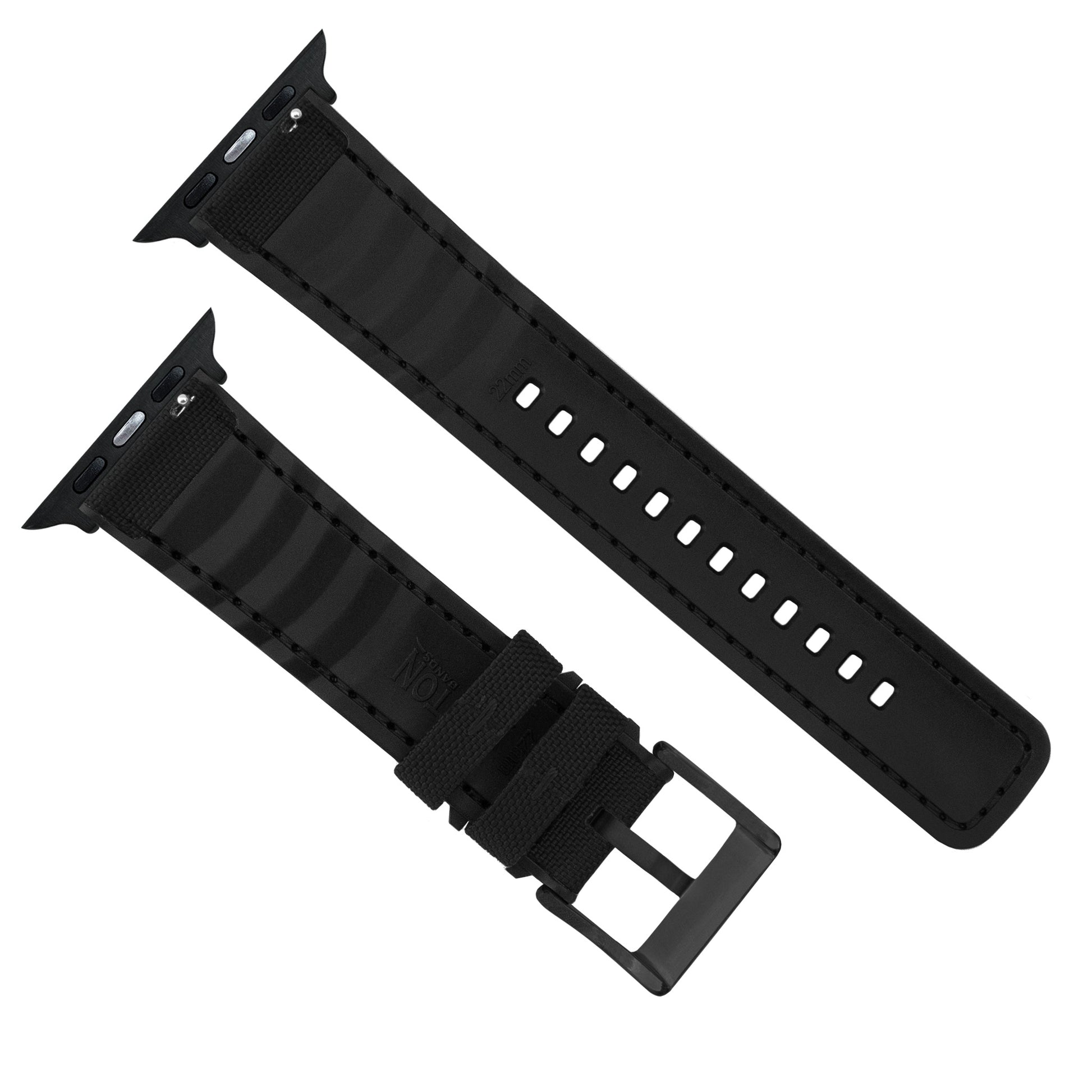 Apple Watch | Black Cordura Fabric and Silicone Hybrid - Barton Watch Bands