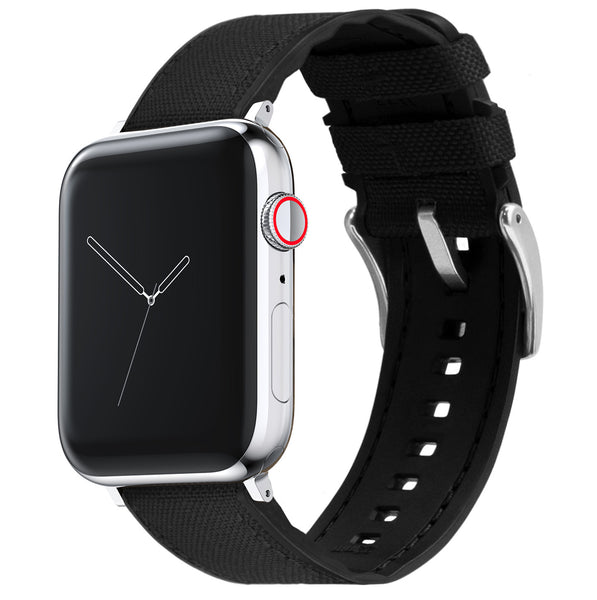 Apple Watch Black Cordura Fabric and Silicone Hybrid Watch Band