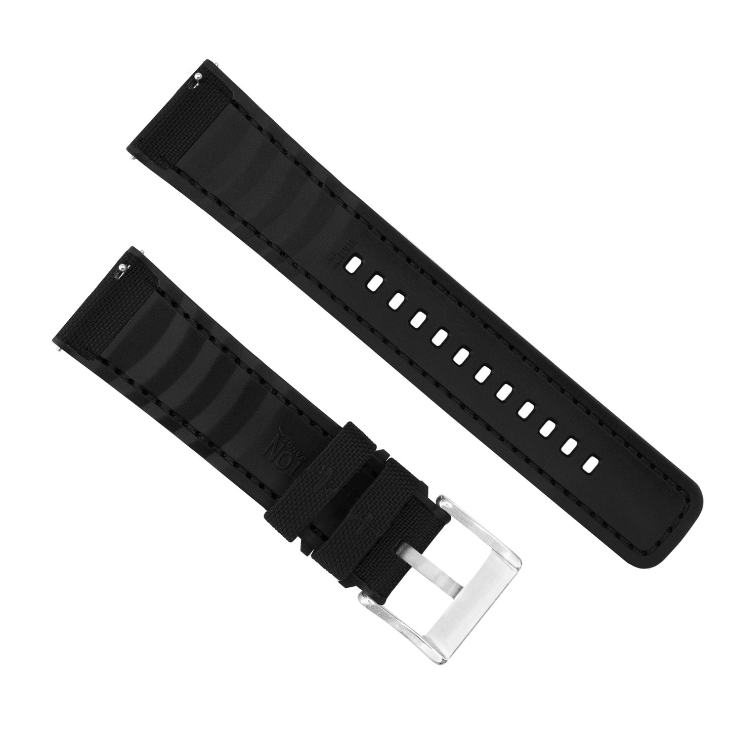 Samsung Galaxy Watch Active 2 | Cordrua Fabric & Silicone Hybrid | Black - Barton Watch Bands