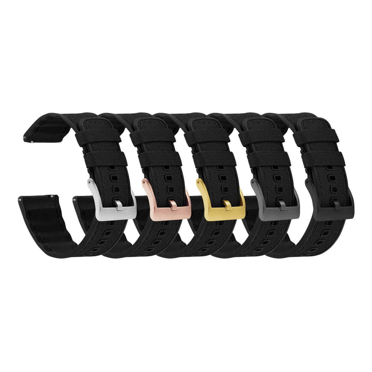 Black Cordura Fabric and Silicone Hybrid - Barton Watch Bands