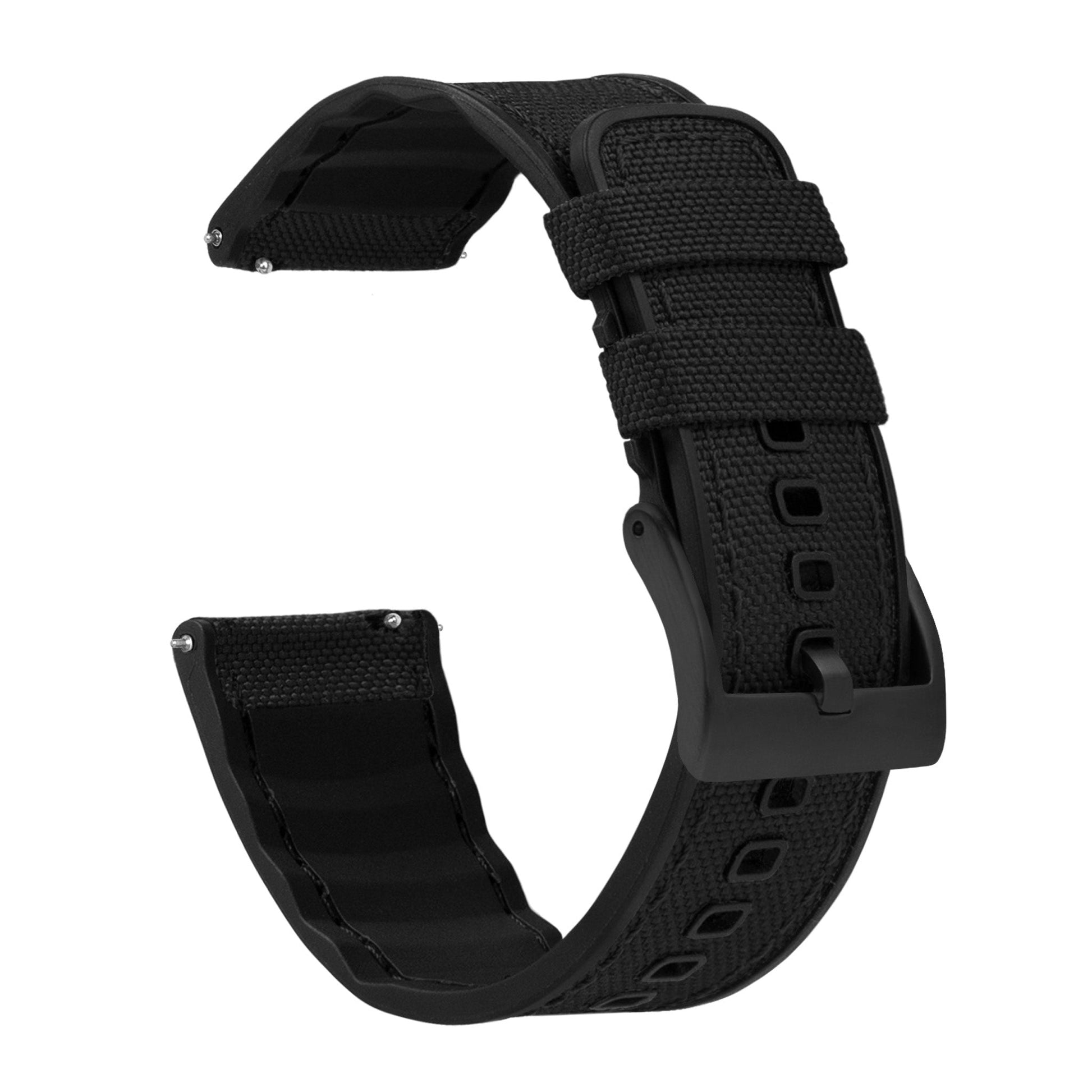 Samsung Galaxy Watch | Cordrua Fabric & Silicone Hybrid | Black - Barton Watch Bands