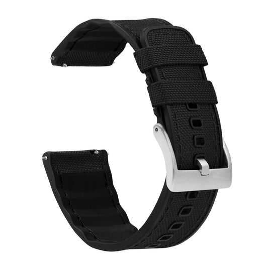 Samsung Galaxy Watch4 | Cordrua Fabric & Silicone Hybrid | Black - Barton Watch Bands
