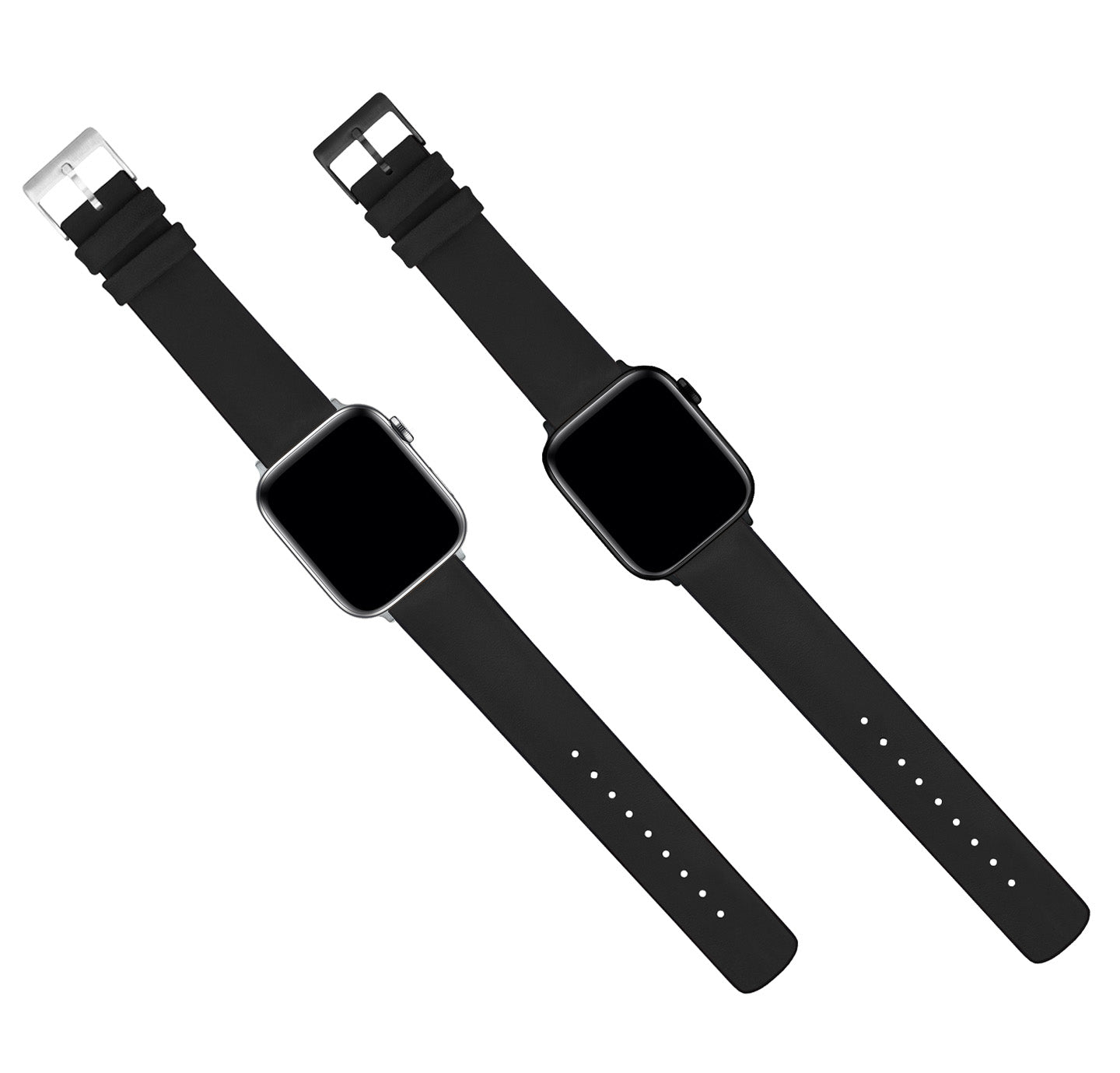 Apple Watch | Black Leather and Rubber Hybrid - Barton Watch Bands