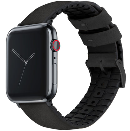 Apple Watch | Black Leather and Rubber Hybrid - Barton Watch Bands