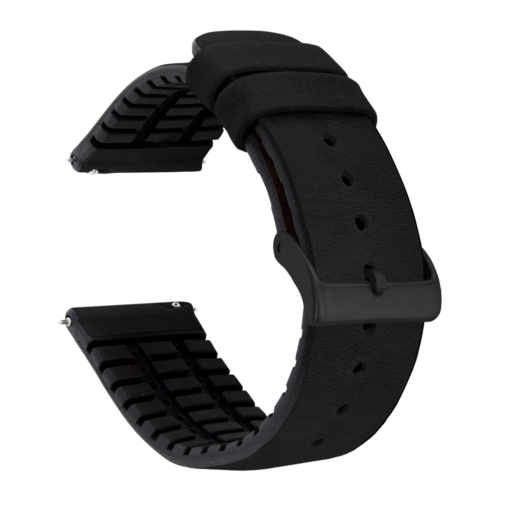 Gear Sport | Leather and Rubber Hybrid | Black - Barton Watch Bands