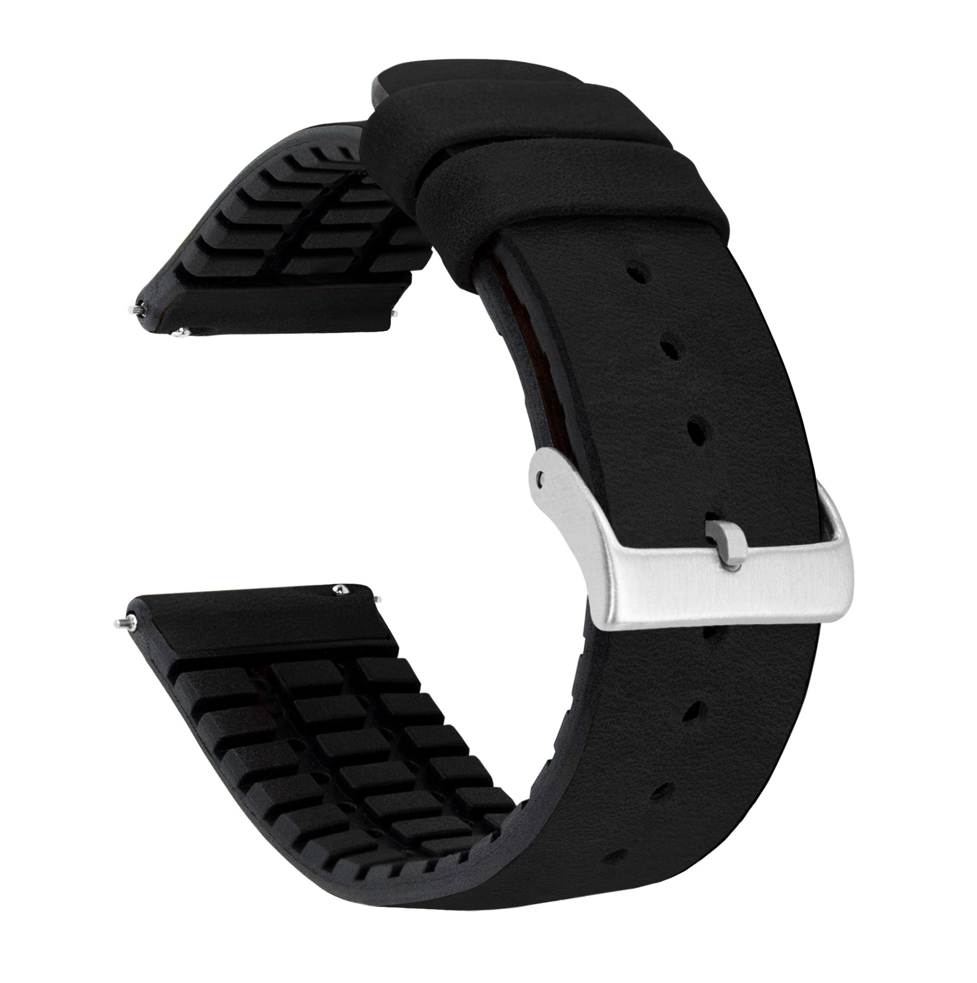 Amazfit Bip | Leather and Rubber Hybrid | Black - Barton Watch Bands