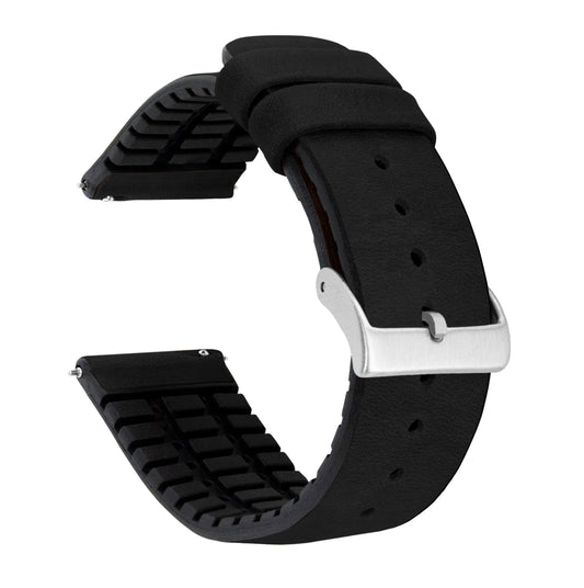 Fossil Sport | Leather and Rubber Hybrid | Black - Barton Watch Bands