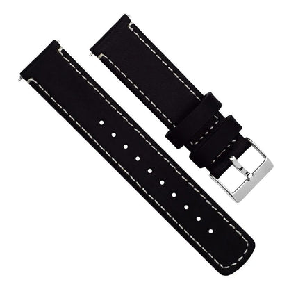 Timex Weekender Expedition Watches Black Leather Linen White Stitching Watch Band