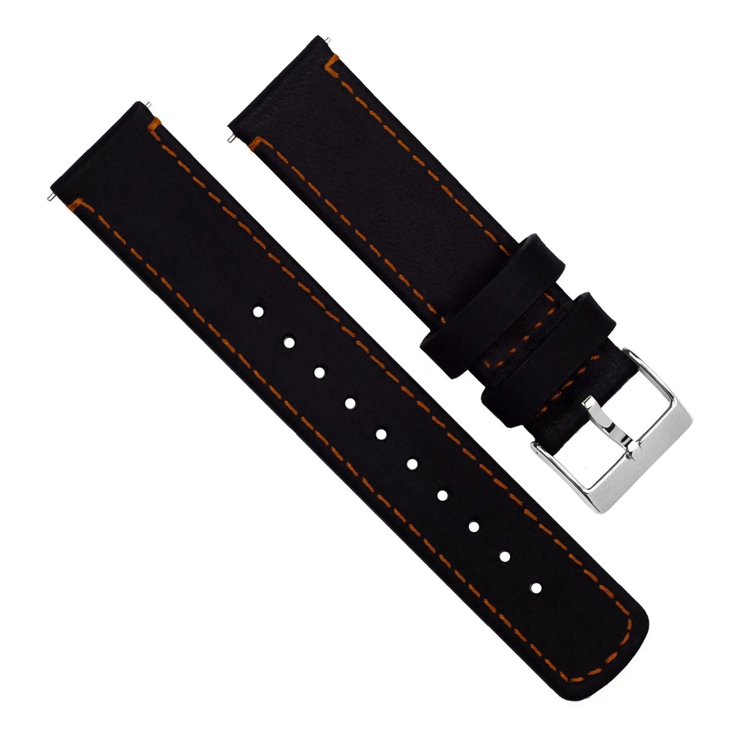 Samsung Galaxy Watch5 | Black Leather & Orange Stitching - Barton Watch Bands