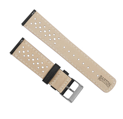 Black Blue Stitch Racing Horween Leather Watch Band