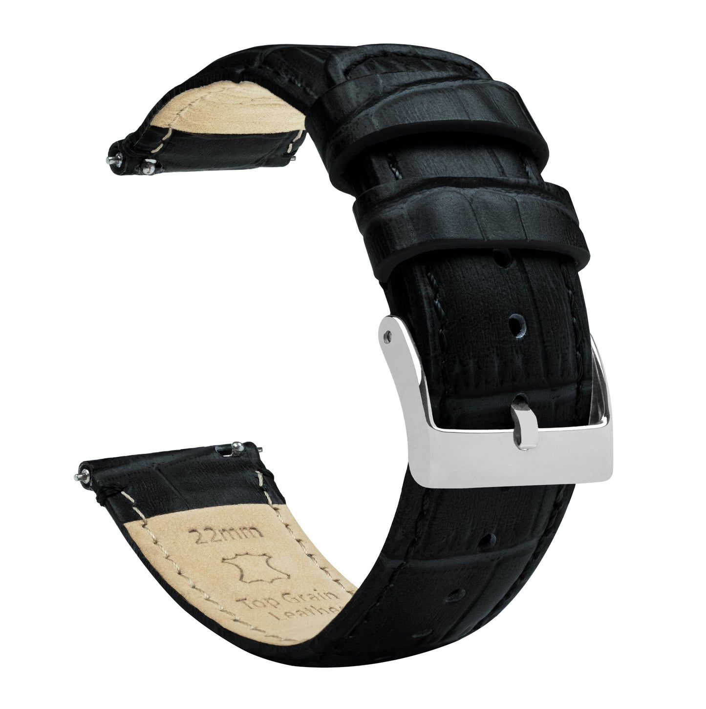 Black Alligator Grain Leather Watch Band