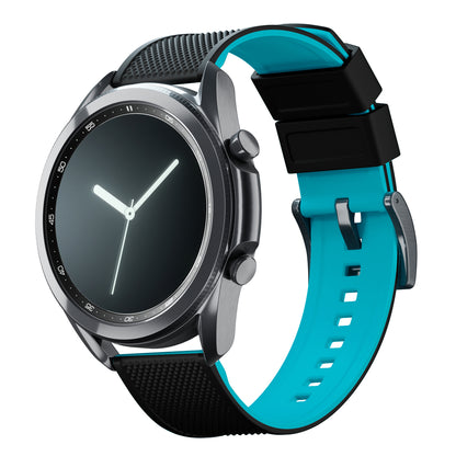 Samsung Galaxy Watch3 | Elite Silicone | Black Top / Aqua Blue Bottom - Barton Watch Bands