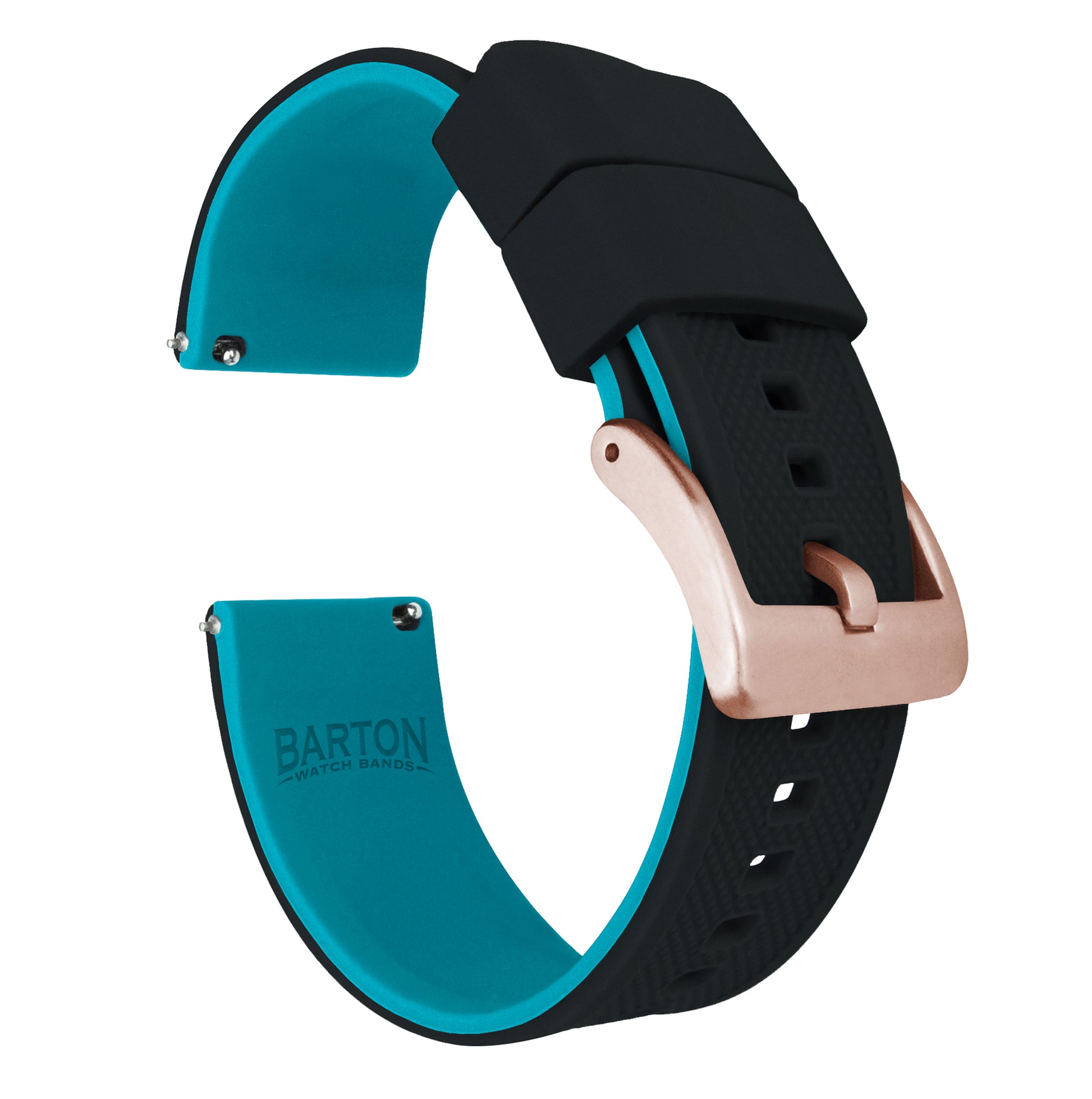 Fossil Sport | Elite Silicone | Black Top / Aqua Blue Bottom - Barton Watch Bands
