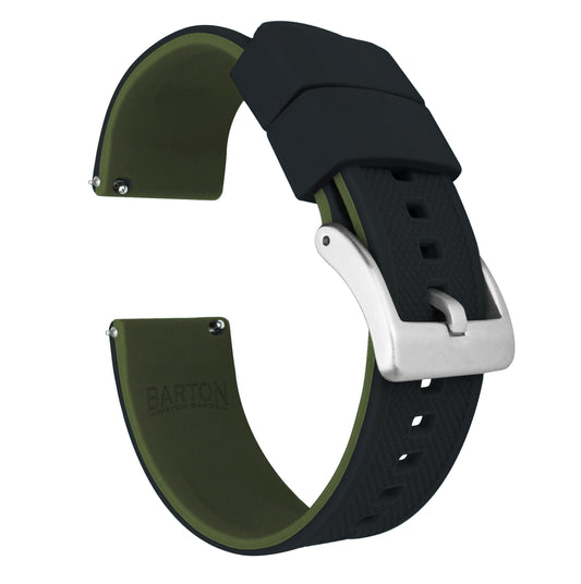 Samsung Galaxy Watch4 | Elite Silicone | Black Top / Army Green Bottom - Barton Watch Bands