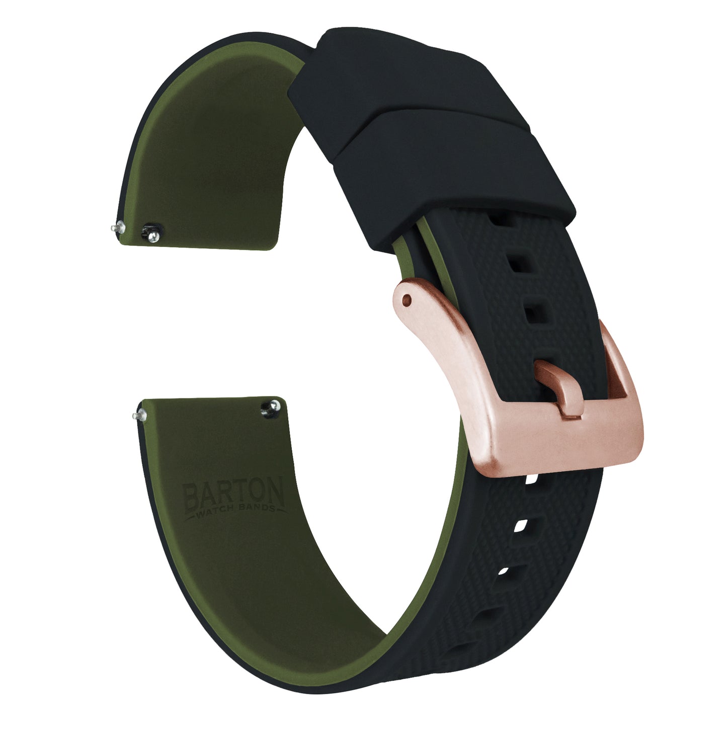 Samsung Galaxy Watch4 | Elite Silicone | Black Top / Army Green Bottom - Barton Watch Bands