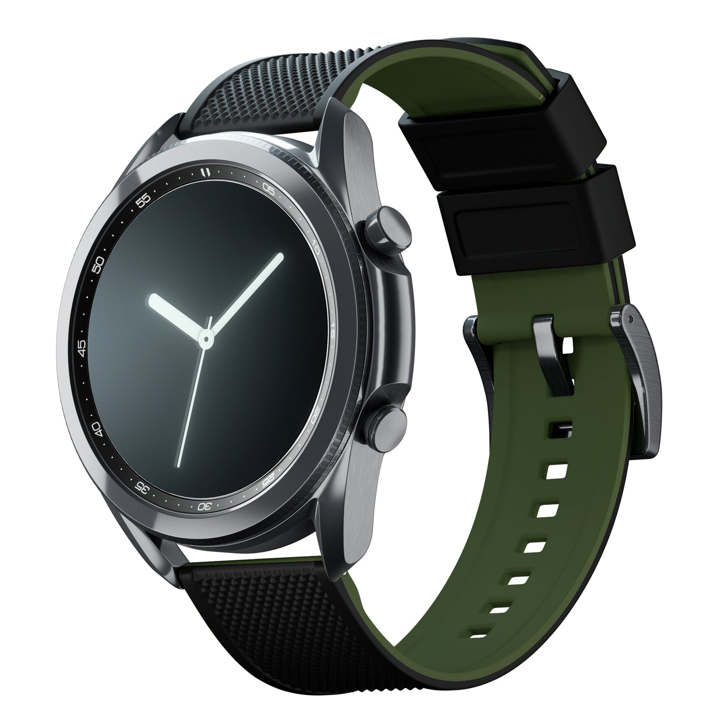 Samsung Galaxy Watch3 | Elite Silicone | Black Top / Army Green Bottom - Barton Watch Bands