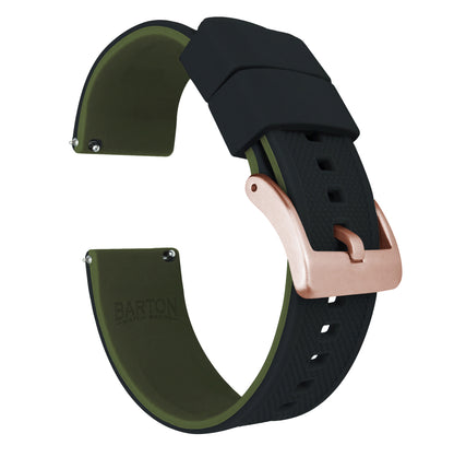 Fossil Sport | Elite Silicone | Black Top / Army Green Bottom - Barton Watch Bands