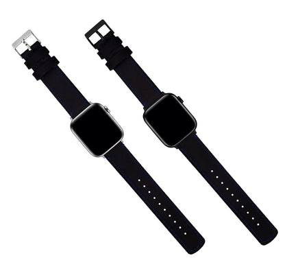 Apple Watch | Black Leather & Blue Stitching - Barton Watch Bands