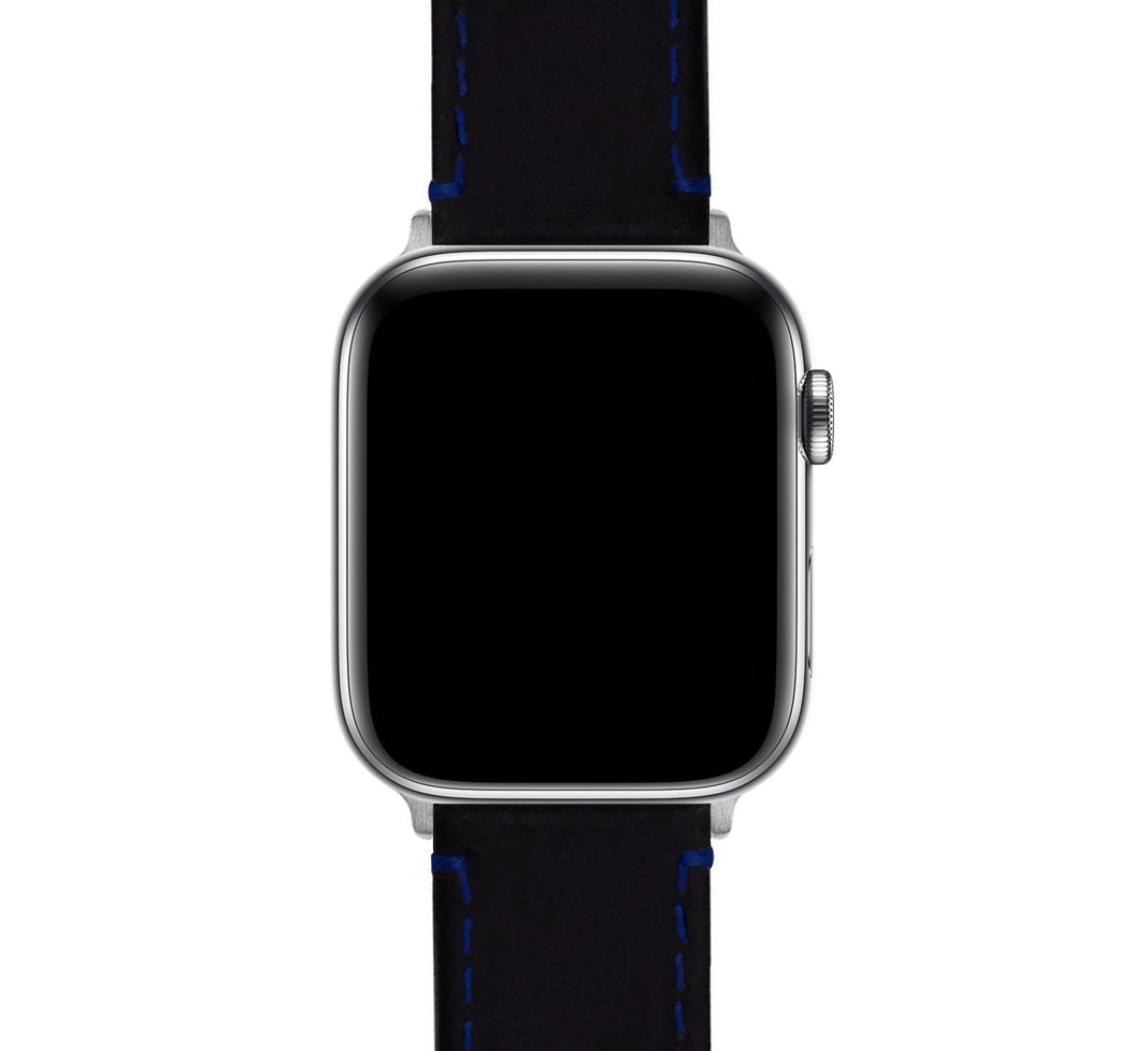 Apple Watch | Black Leather & Blue Stitching - Barton Watch Bands