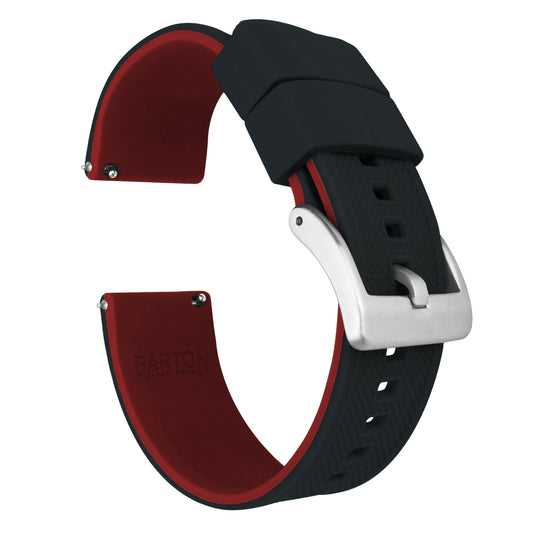 Samsung Galaxy Watch5 | Elite Silicone | Black Top / Crimson Red Bottom - Barton Watch Bands