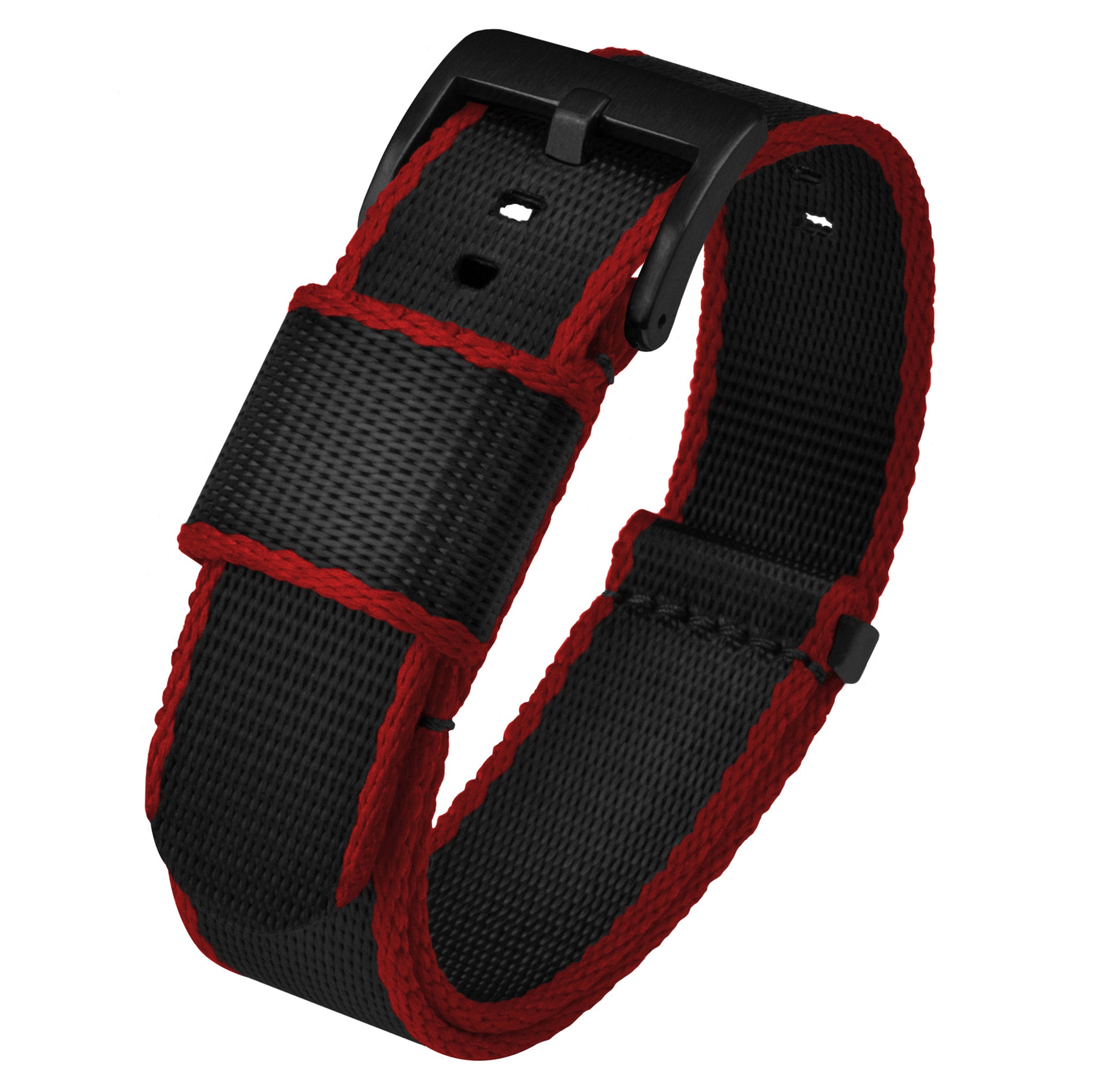 Black - Crimson Red Edges | Elite Nylon NATO Style - Barton Watch Bands