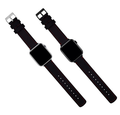 Apple Watch | Black Leather & Crimson Red Stitching - Barton Watch Bands