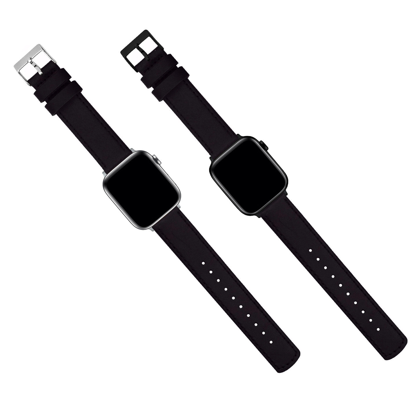 Apple Watch | Black Leather & Stitching - Barton Watch Bands