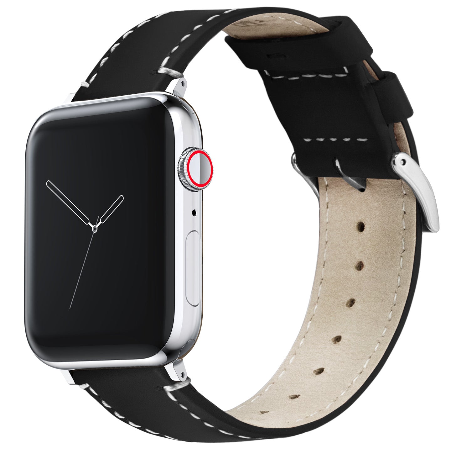 Apple Watch | Black Leather & Linen White Stitching - Barton Watch Bands