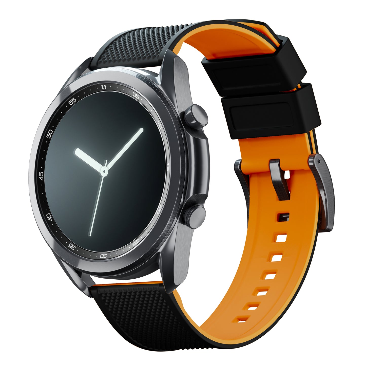 Samsung Galaxy Watch3 | Elite Silicone | Black Top / Pumpkin Orange Bottom - Barton Watch Bands