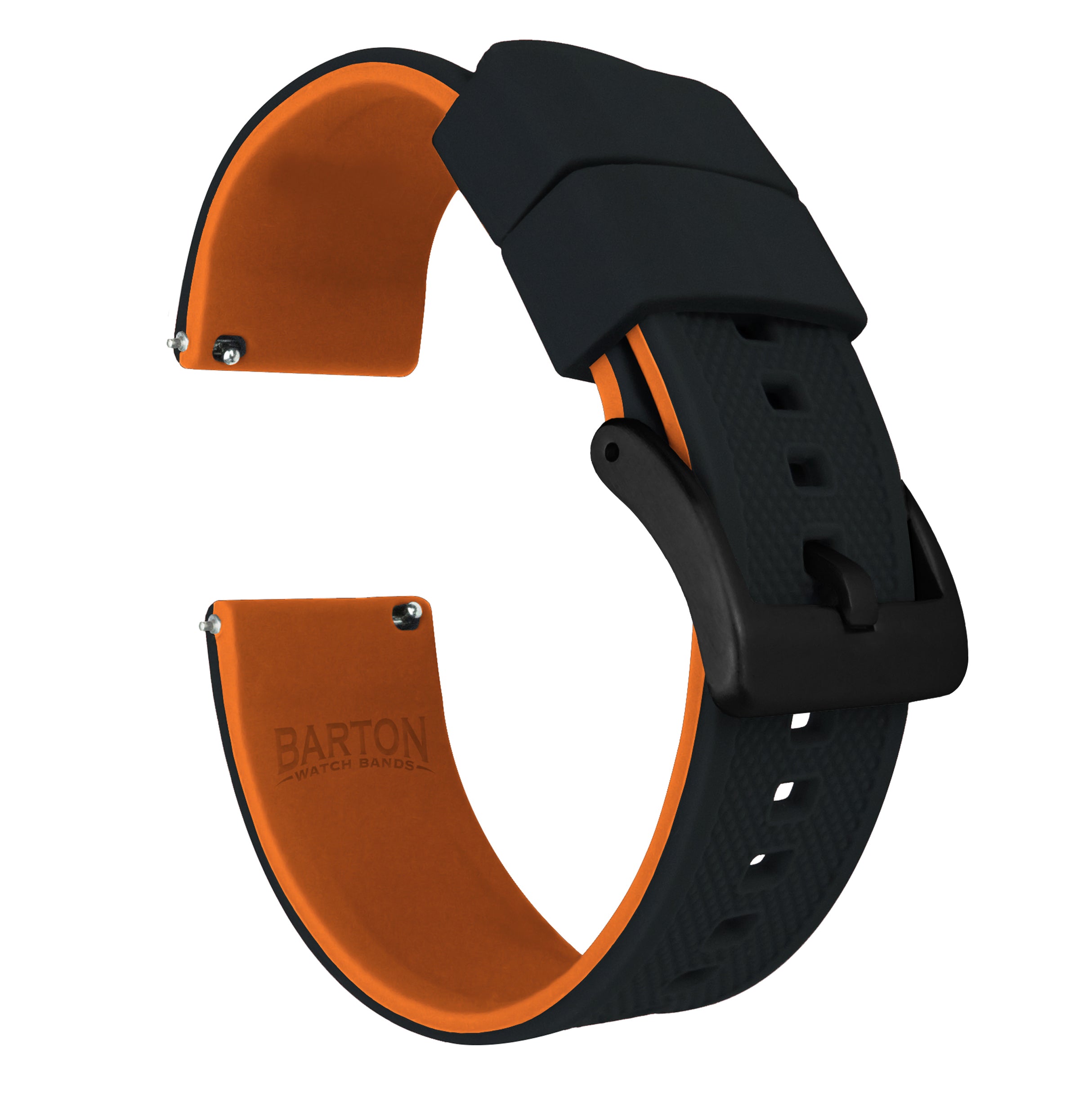 Fossil Sport Elite Silicone Black Top Pumpkin Orange Bottom Watch Band