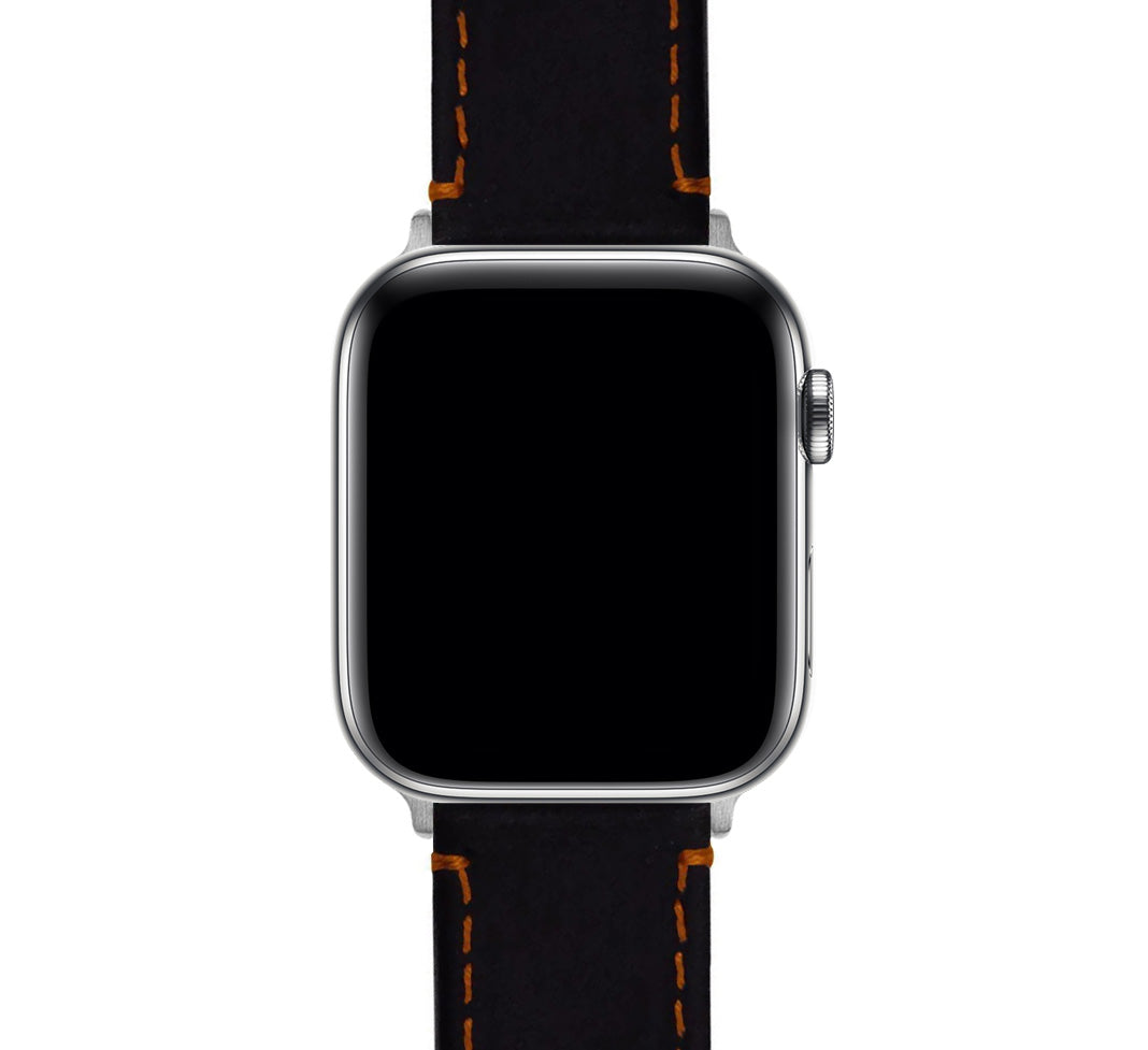 Apple Watch | Black Leather & Orange Stitching - Barton Watch Bands