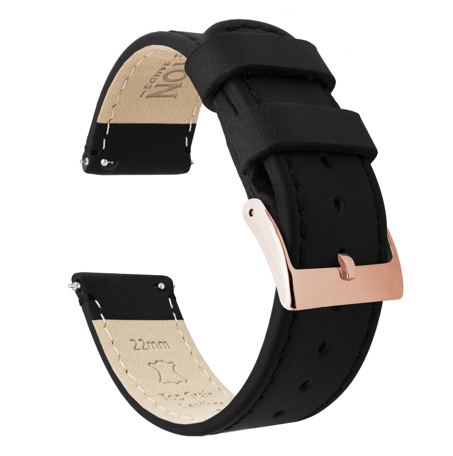 Samsung Galaxy Watch5 | Black Leather &  Stitching - Barton Watch Bands