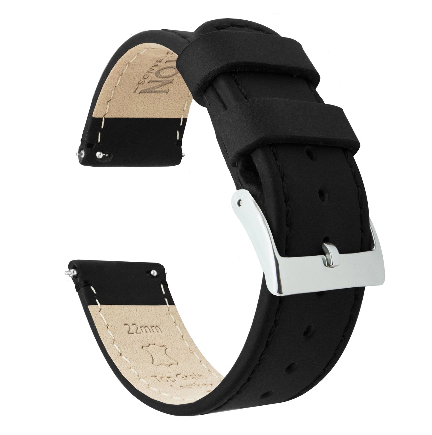 Samsung Galaxy Watch5 | Black Leather &  Stitching - Barton Watch Bands