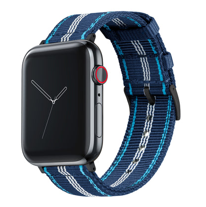 Apple Watch | Two-piece NATO style | Navy & Aqua Blue - Barton Watch Bands