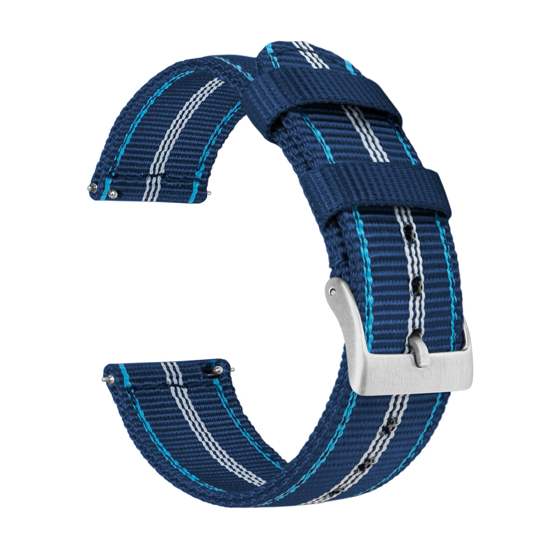 Fossil Q | Two-Piece NATO Style | Navy & Aqua Blue - Barton Watch Bands