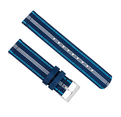 Samsung Galaxy Watch3 | Two-Piece NATO Style | Navy & Aqua Blue - Barton Watch Bands