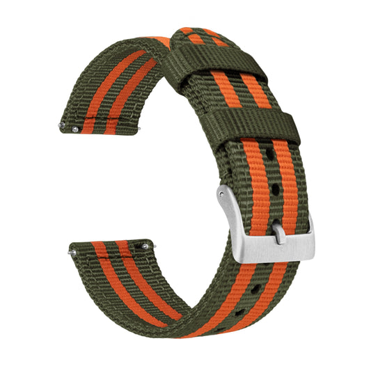 Army Green & Orange | Two-Piece NATO Style - Barton Watch Bands