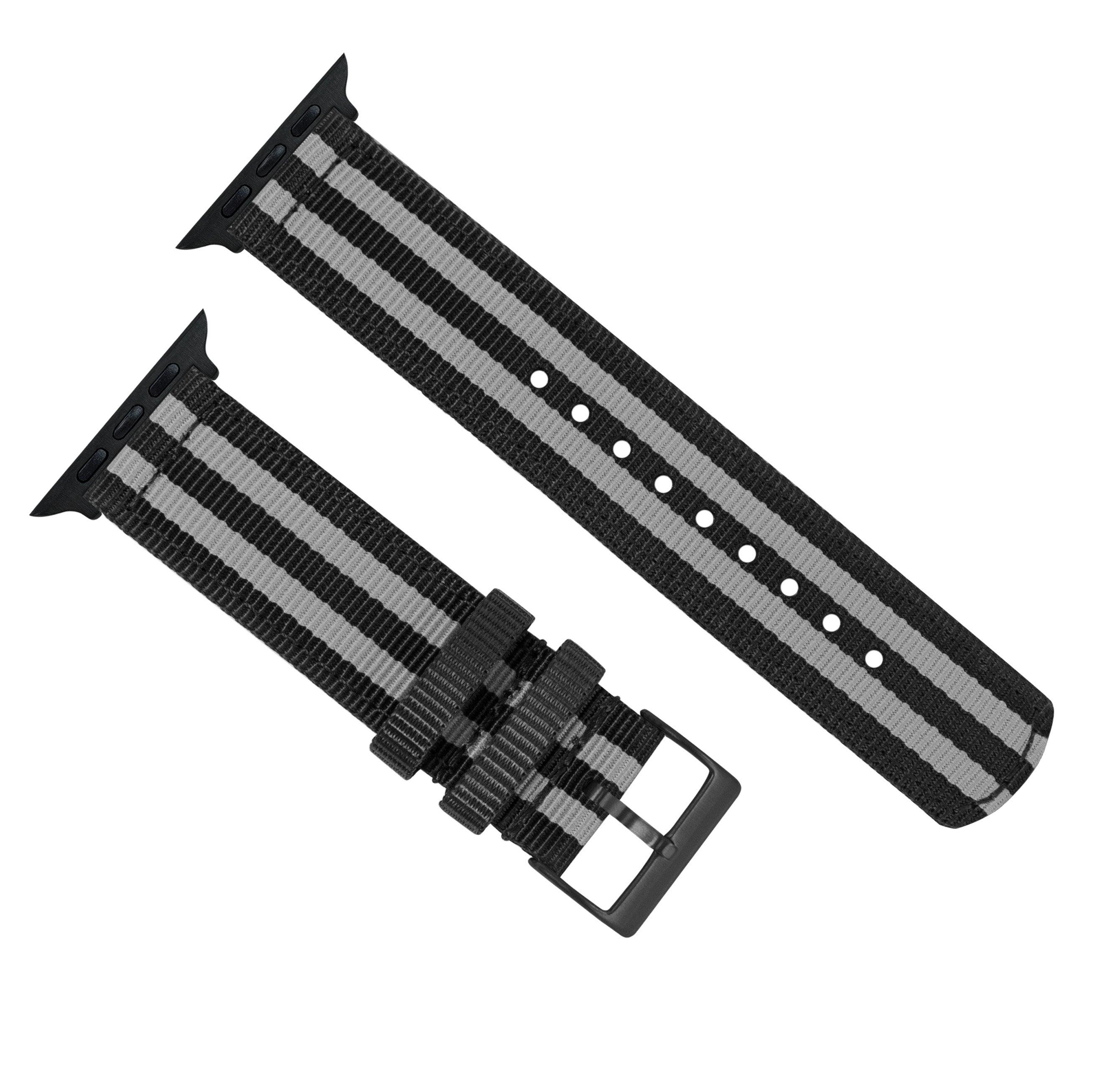 Apple Watch | Two-piece NATO style | Smoke & Black Bond - Barton Watch Bands