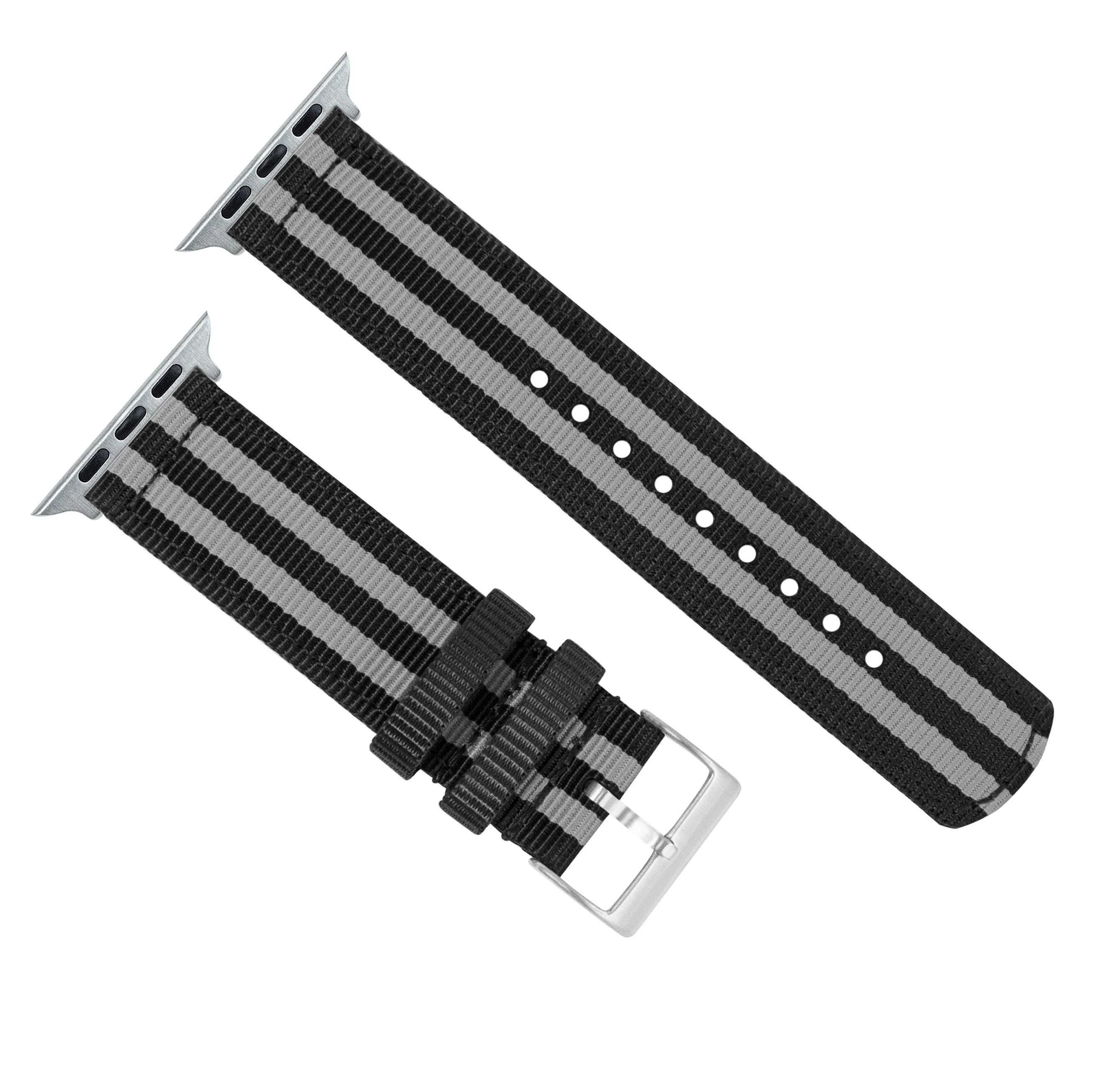 Apple Watch | Two-piece NATO style | Smoke & Black Bond - Barton Watch Bands