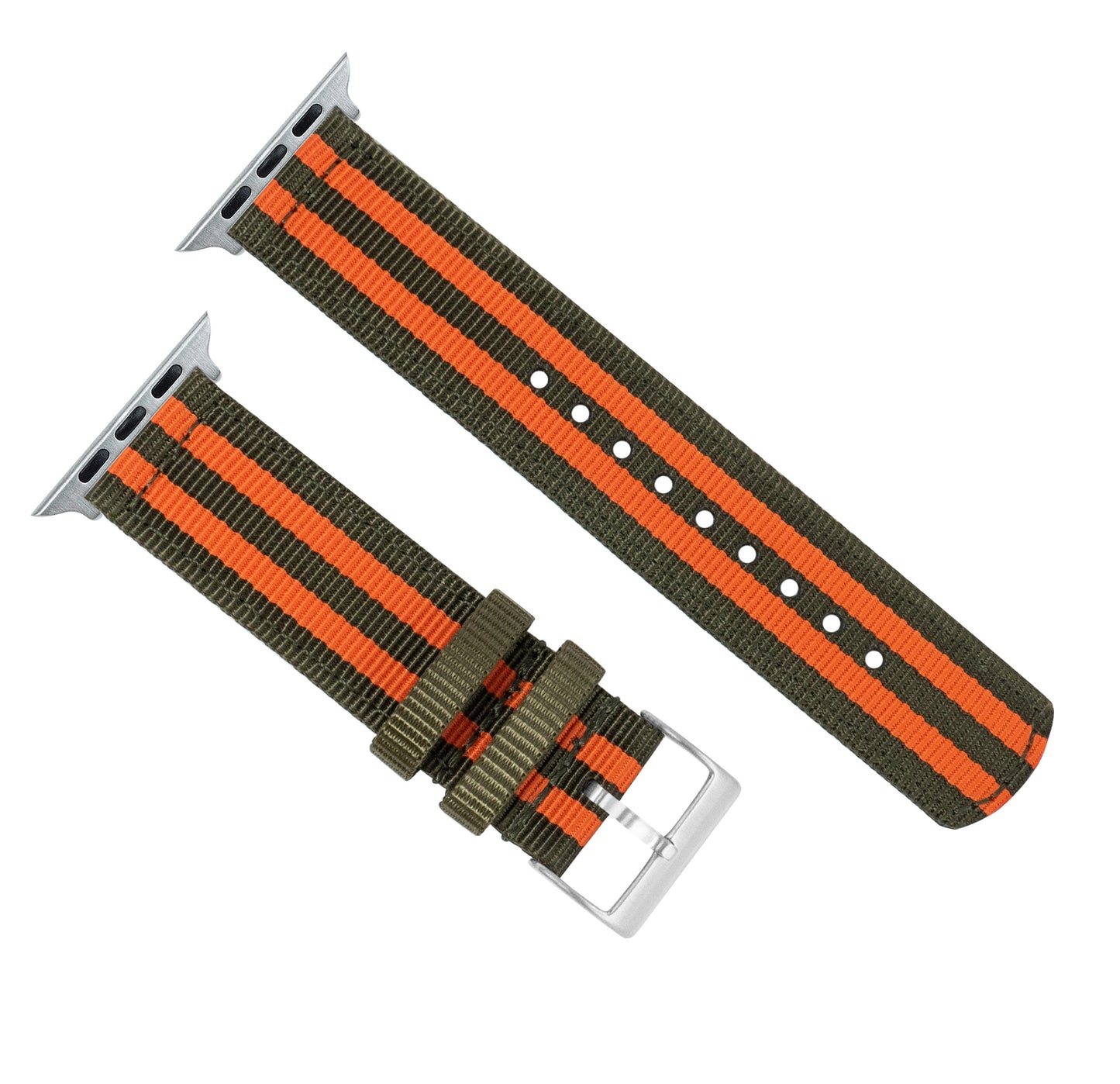 Apple Watch | Two-piece NATO Style | Army Green & Orange - Barton Watch Bands