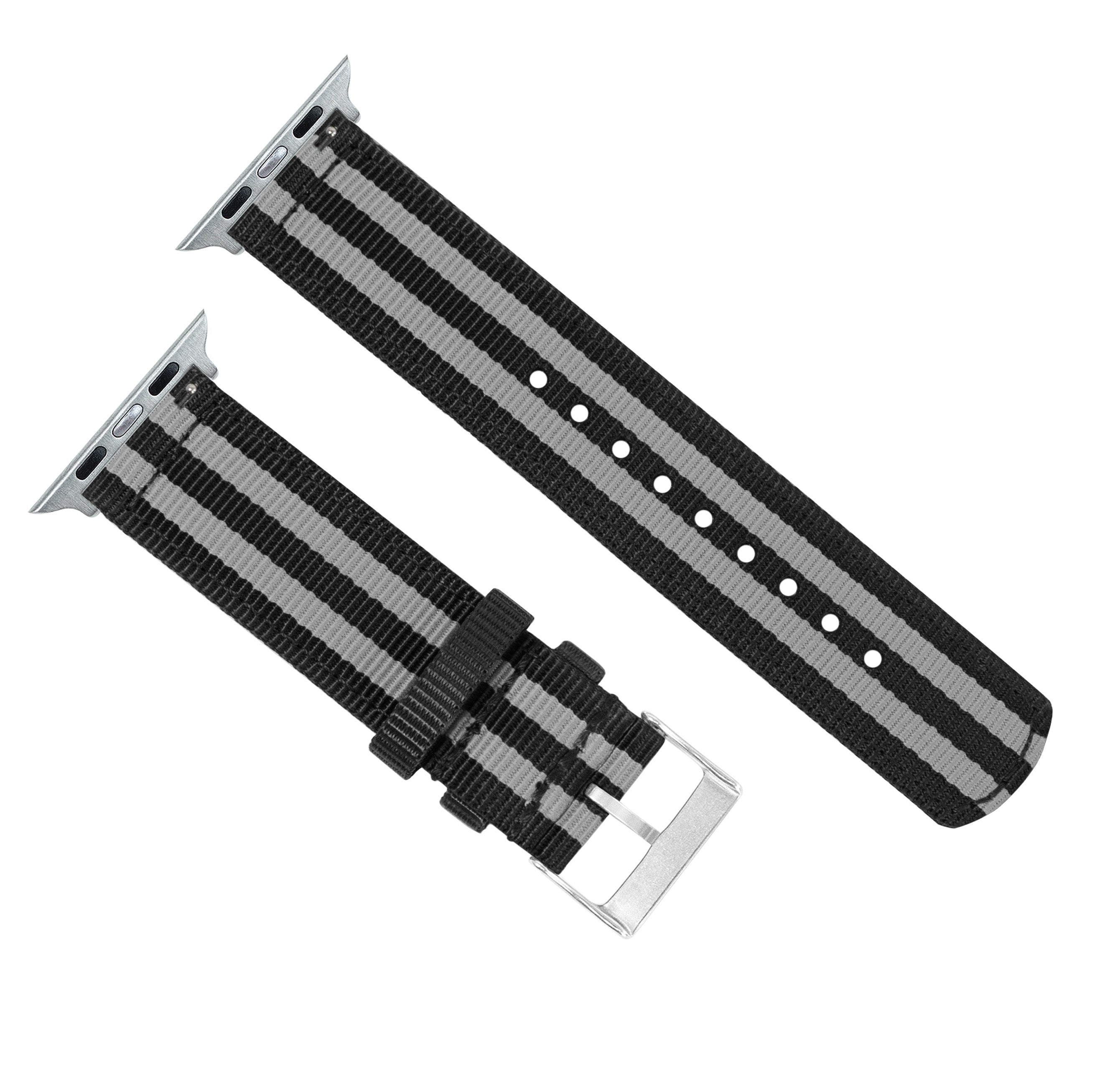 Apple Watch | Two-piece NATO style | Smoke & Black Bond - Barton Watch Bands