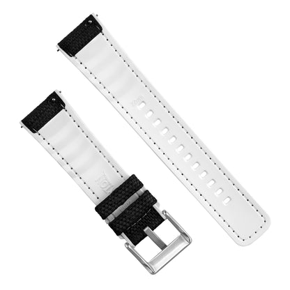 Black Cordura Fabric And White Silicone Hybrid Watch Band