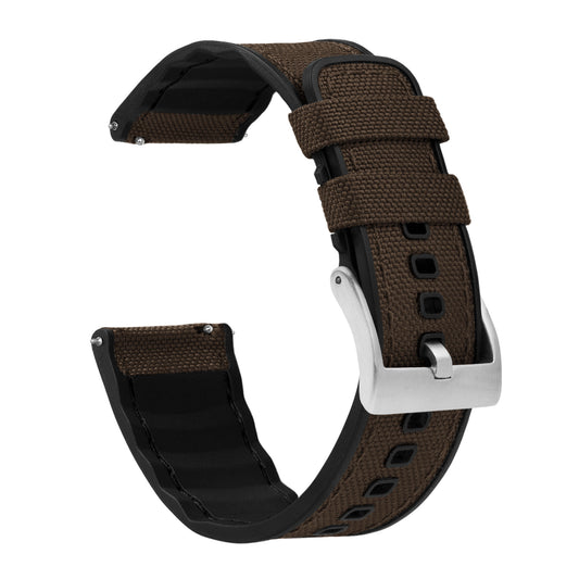Chocolate Brown Cordura Fabric and Silicone Hybrid - Barton Watch Bands