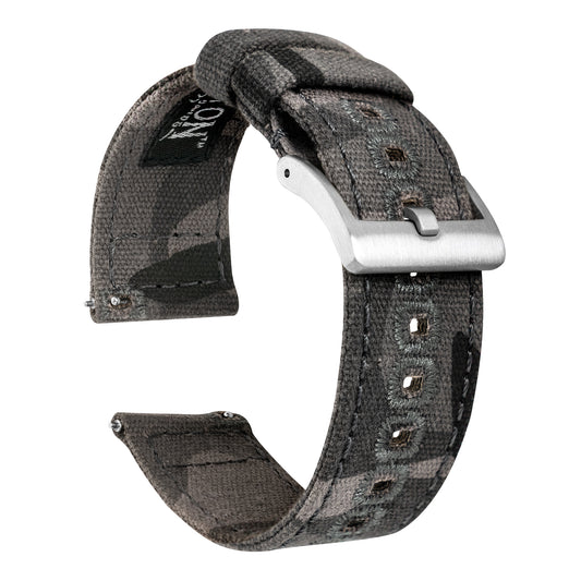 Grey Camouflage Crafted Canvas Watch Band