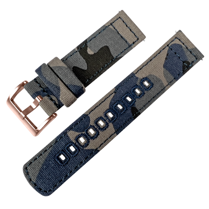 Navy Camouflage Crafted Canvas Watch Band