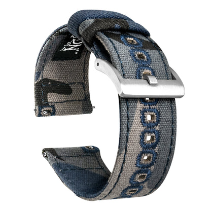 Navy Camouflage Crafted Canvas Watch Band