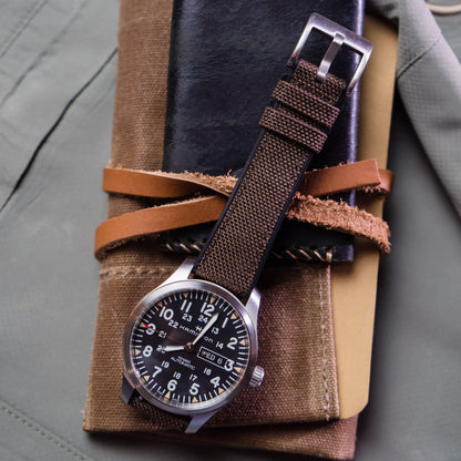Timex Weekender Expedition Watches Cordrua Fabric Silicone Hybrid Chocolate Brown Watch Band