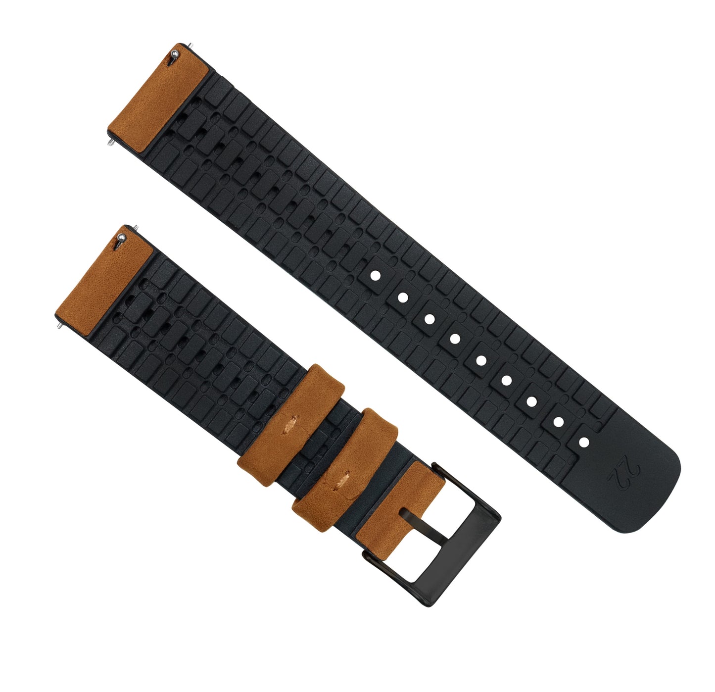 Mobvoi TicWatch | Leather and Rubber Hybrid | Cedar Brown - Barton Watch Bands